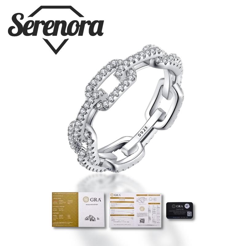 925 Sterling Silver Full Diamond Moissanite TrendyFine Jewelry Accessories Simulated Diamond Stacking Chain Rings For Women Gift 5