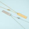 Laser Engraved Stainless Steel Bar Pendant Necklace - Versatile Clavicle Chain for Couples