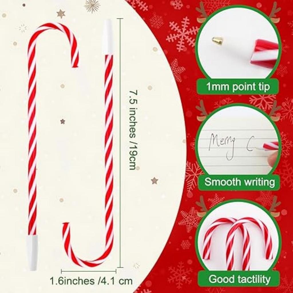 5pcs Christmas Candy Cane Ballpoint Pens Red Green Umbrella Pens for 2025 Xmas New Year 2026 Holiday Stationery Gift Office Sup