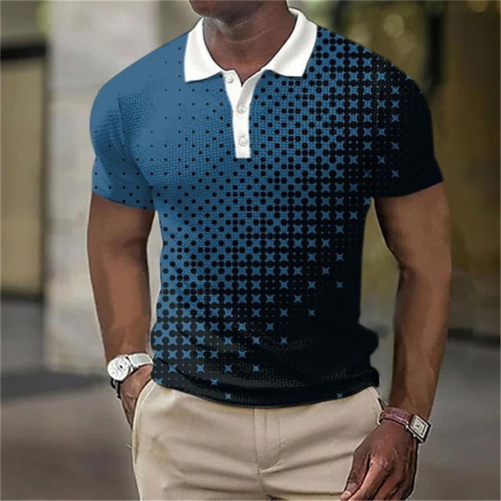 Independent Station Men'S Short Sleeve Polo Shirt 3D Digital Printing Casual Trend Lapel Shirt