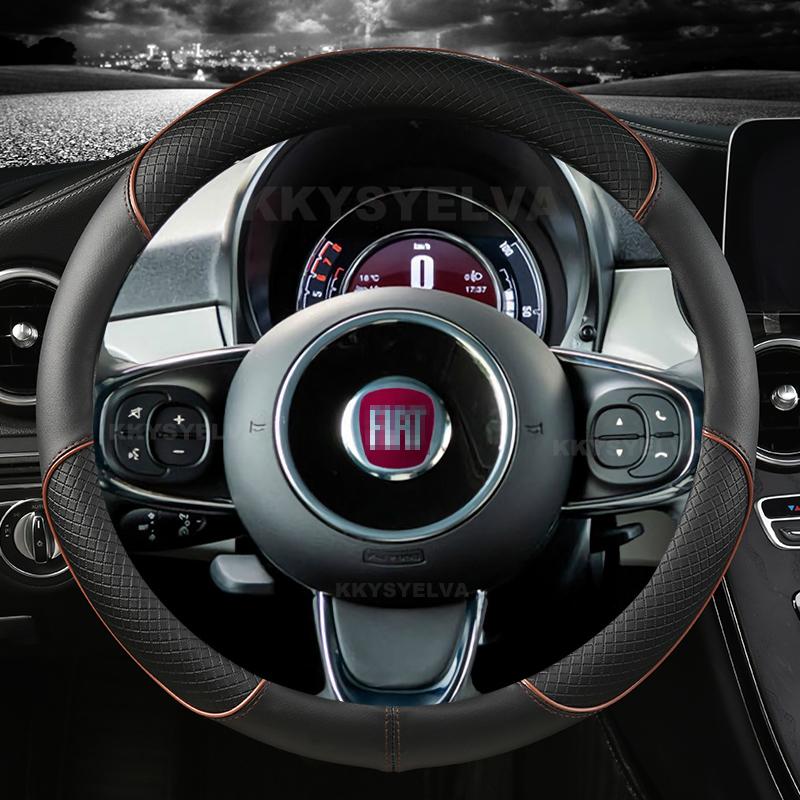 Car Steering Wheel Cover Microfiber Leather For Fiat 500 2007- 500e   500L 2014-2018 500X 2015- Auto Accessories