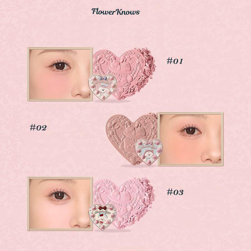 Never's Shop Collection Flower Knows Velvet Blush Cute Makeup Blushes Cruelty-Free Powder Blush Shape Face for a Matte Finish