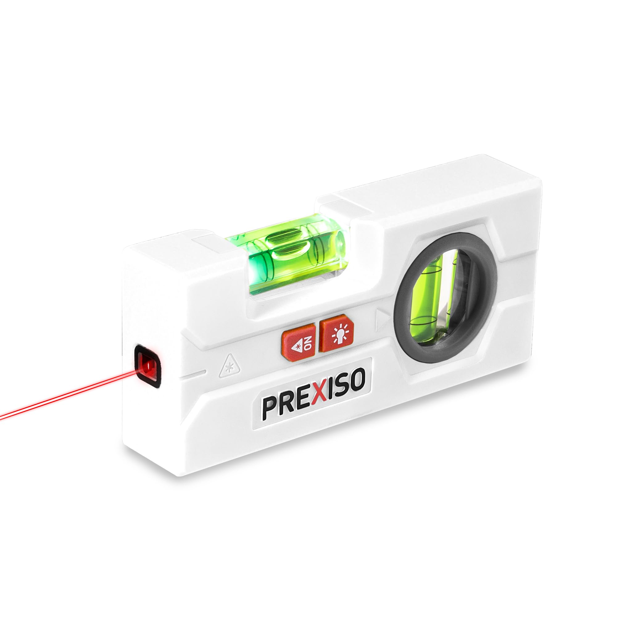 

PREXISO Mini Level, 2-in-1 Laser Level with Horizontal and Vertical Bubble Levels, 120mm Compact, Magnetic, with Light, for Construction, Civil Engine