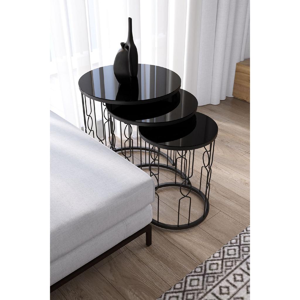 Hayal Wired Model Black Metal Nesting Black Glass