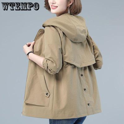 Veste à capuche élégante pour femme, mode printemps automne, nouvelle couture, ample, courte, fermeture éclair, manteau coréen, dame