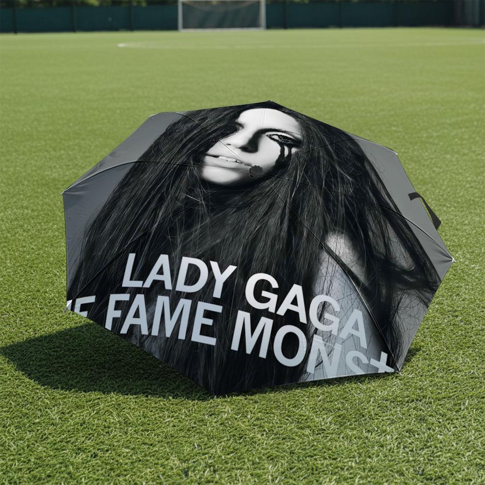 

1 шт. Автоматична складана парасолька-Візерунок Lady Gaga, Портативна та складана конструкція з 8 спицями, Різдвяні та Дні народження Подарунки