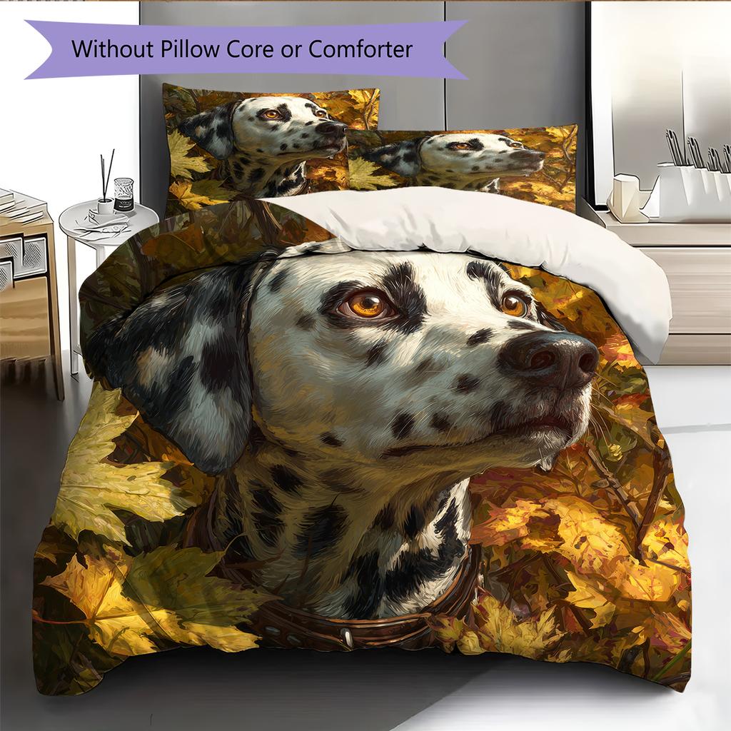 Dalmatian and Bushes Pattern Bedding Home Decoration Birthday Gift (1 * Duvet Cover + 2 * Pillowcase, Without Core)