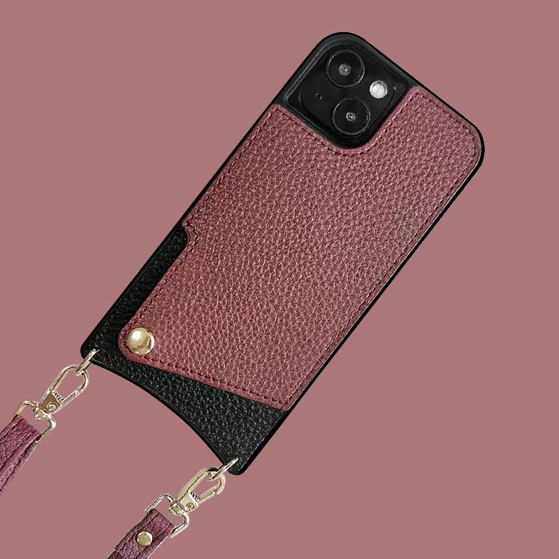 Crossbody Lanyard Leather Case for Apple 16 Pro Max - Fishtail Design, Anti-Fall Protection