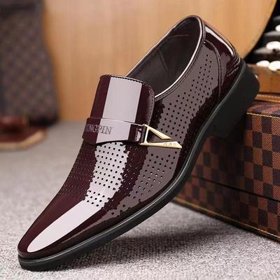 New Business Dress Leather Shoes Men's Casual Wedding Groom British Height Increase Summer Breathable Youth Pointed Men's Shoes