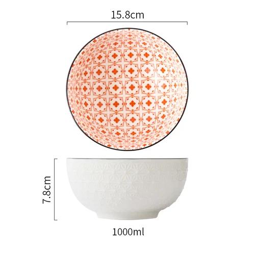 1Pcs Japanese tableware ceramic bowl single student dormitory bowls fruit salad soup rice net red noodles bowl zero waste