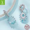 Light Blue Rock Candy Diy Pendant Jewelry Accessories Dream Classic Claw Set S925 Sterling Silver Beads