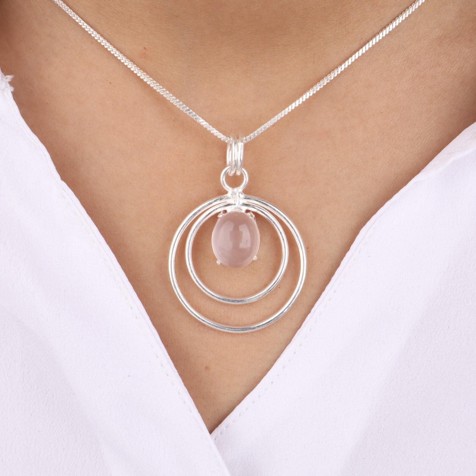 

Natural Rose Quartz Gemstone 925 Sterling Silver Jewelry Handmade Pendant 1.65 PP-61-24