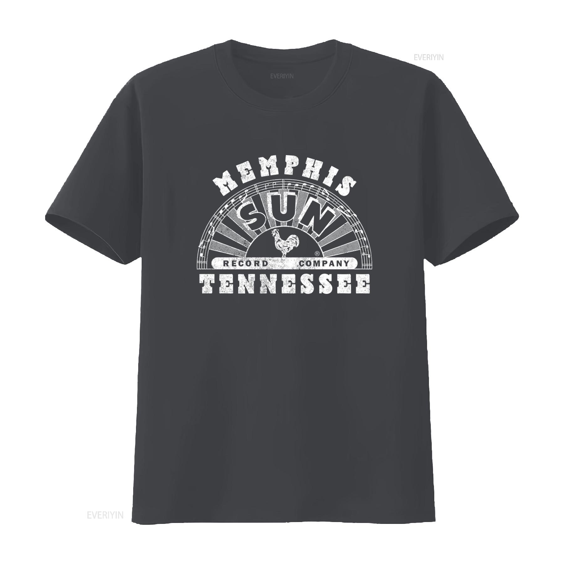 ZheXiong TEE Sun Records Memphis Music Vintage Stijl T-shirt met Haan en Muzieknoten Ontwerp vintage Gewassen Lichtelijk man 4XL