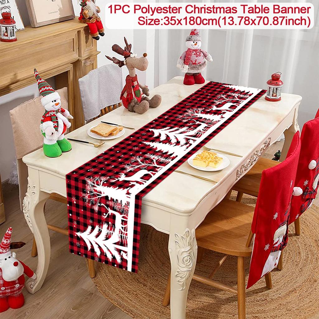 Christmas Table Runner Cloth Merry Christmas Decoration for Home 2024 Tablecloth Xmas Ornament Navidad Natal New Year Gift 2024