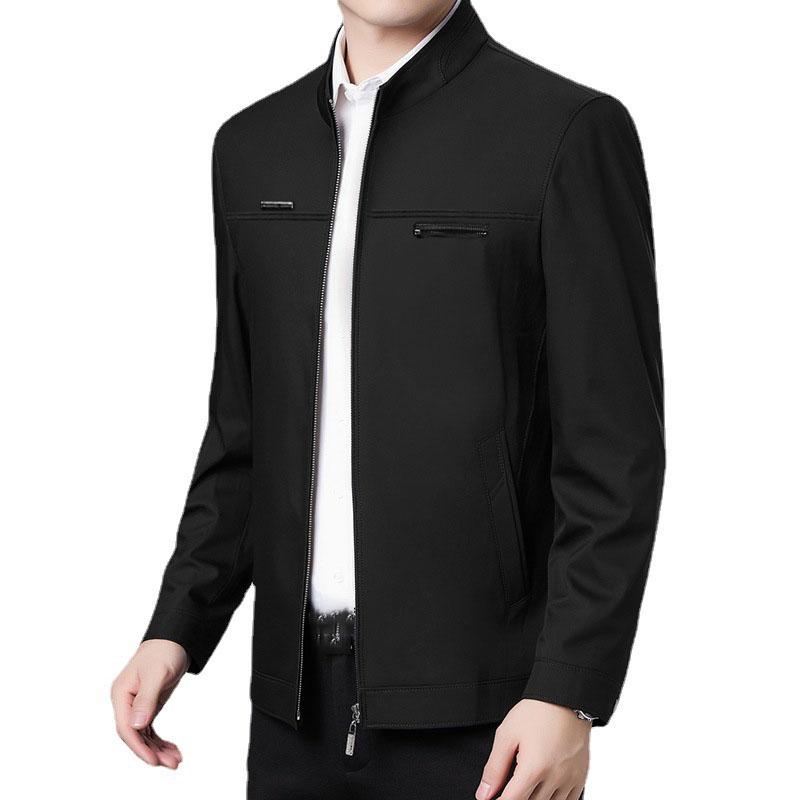 Spring and Autumn Men's Business Casual Solid Color Stand Collar Jacket