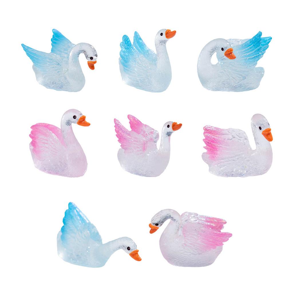 Colorful Luminous Swan Resin Ornament For Home Desk Decor And Crafting Diy