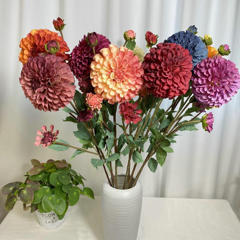 Fushou Dahlia Artificial Flower For Home Decor And Photography Props