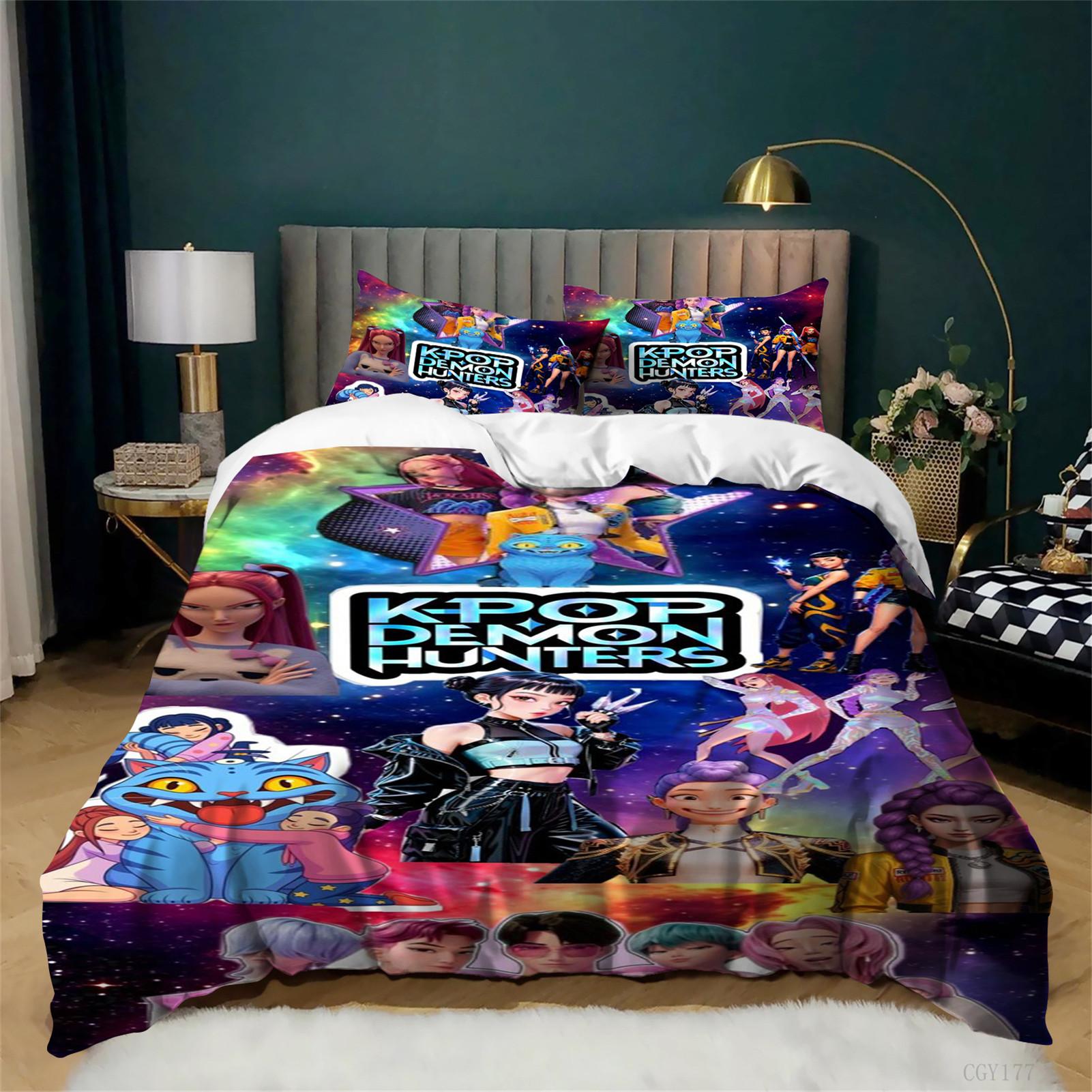 3 Pieces KPop Duvet Cover Sets Super Soft Comfortable Bedding Sets Lightweight 1 Duvet Cover,2 Pillow Shams 135x200cm