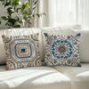 Retro Tile - Inspired Floral Pillow CoversLiving Room Sofa Cushion Cover, Soft and Comfortable, Bedroom Room Decoration