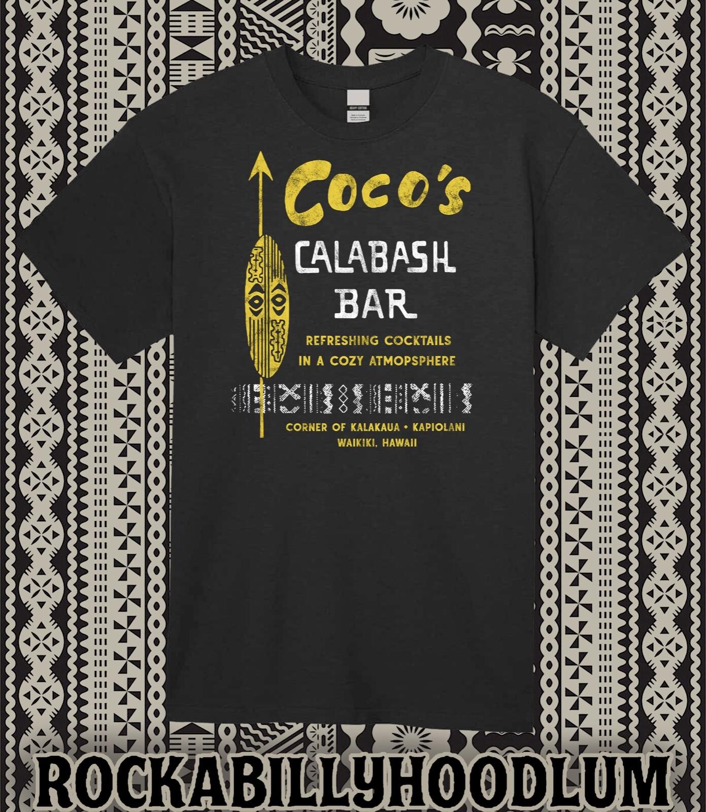 Retro Tiki Art Tee T Shirt Cotton Bar Mug Restaurant Cocos Calabash Bar Hawaii S