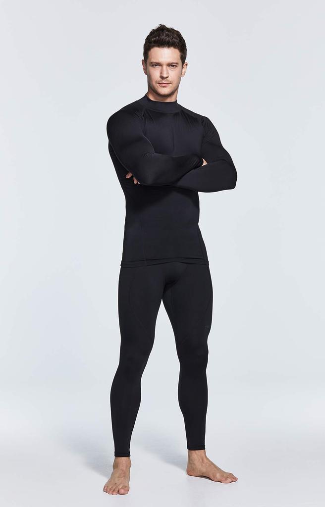 [Tesla] Sports Innerwear High Neck Men's Brushed Lining [Cold Protection, Lightweight Heat Retention, Stretchable] Long Sleeve Compression Wear