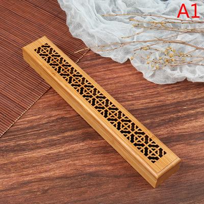 Bamboo Wooden Incense Stick Holder Burning Joss Insence Box Burner Ash Catcher