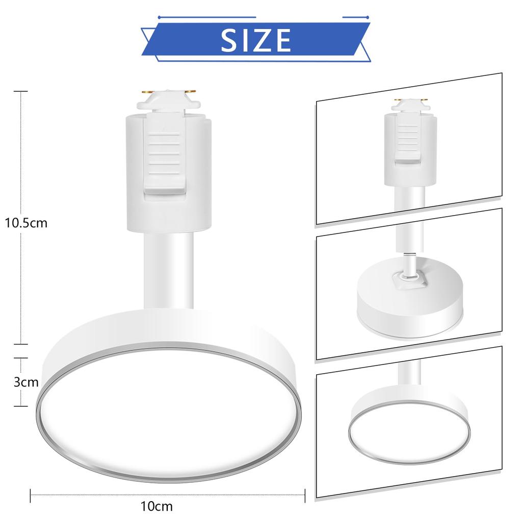 12W LED-Leuchte für Schienenkanäle, Hohe Leistung von 1200lm (120W Äquivalent), Integrierte Leuchte, Einfache Installation, Einstellbarer Winkel, für Schienenkanäle,