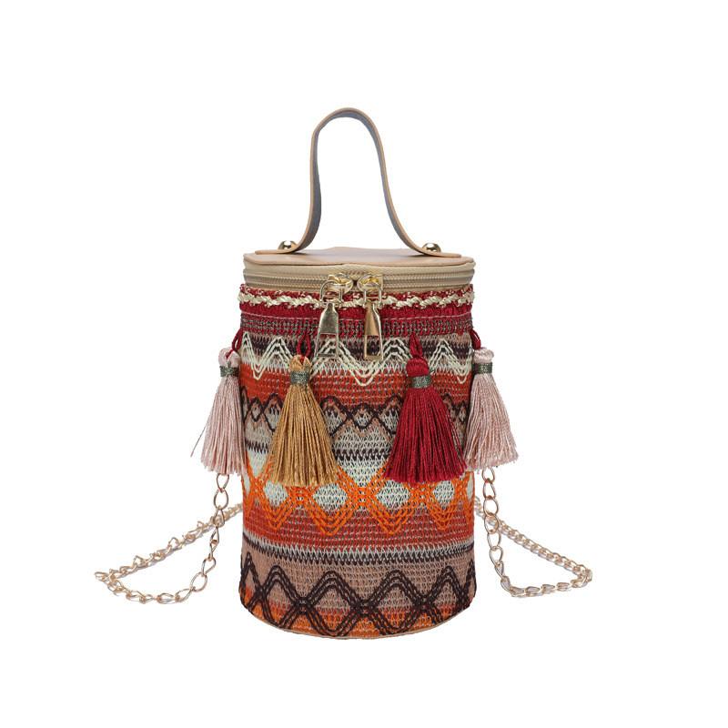 Small Round Crossbody Bag For Women With Pu Material And Fringes For Street Style