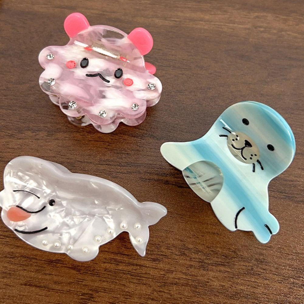 Acetic Acid Ocean Animal Hair Clip Korean Style Grab Clip Creative Small Shark Clip  Female