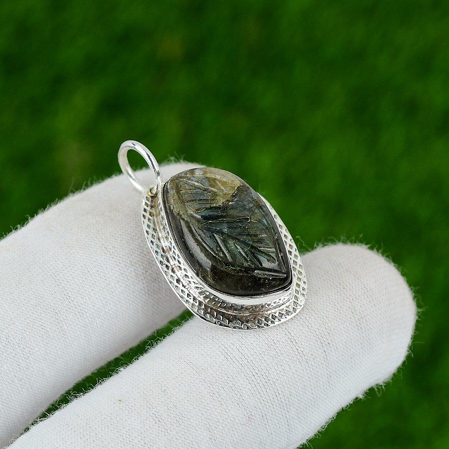 Birthday Gift For Her Natural Labradorite Gemstone Pendant 925 Sterling Silver