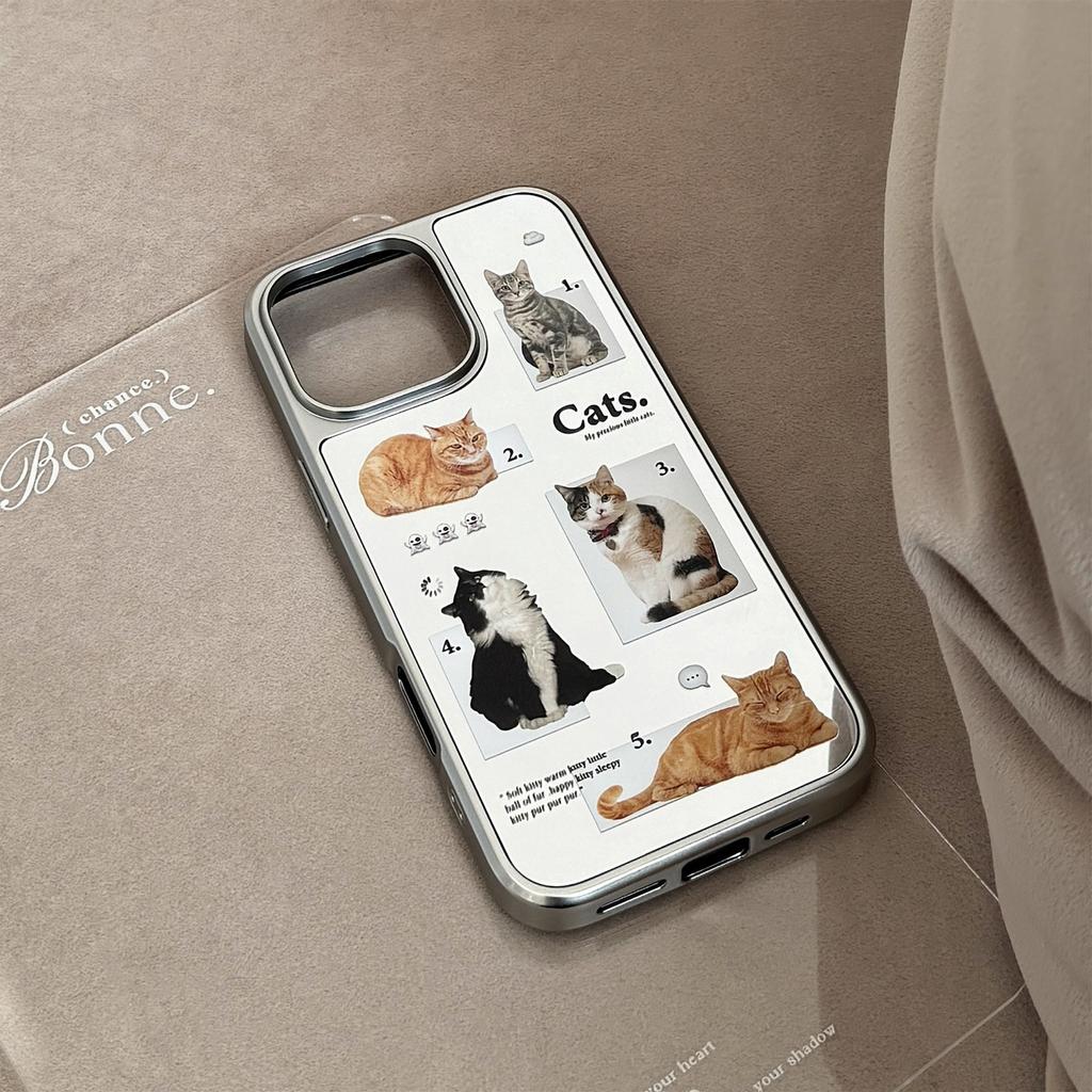 Cats Are Suitable for Daily 16promax Mobile Phone Case Iphone14 Mirror Apple 15 Silver Plating 13 Niche Premium