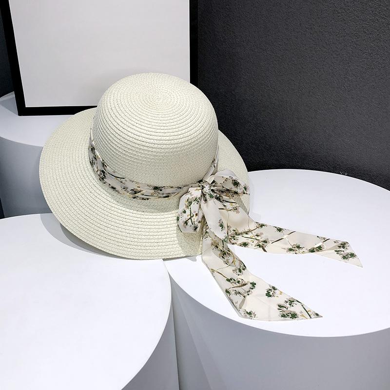 Chic Women's Summer Sun Hat with Bowknot - Breathable, Lightweight Straw Bucket Hat for Beach & Seaside Outings