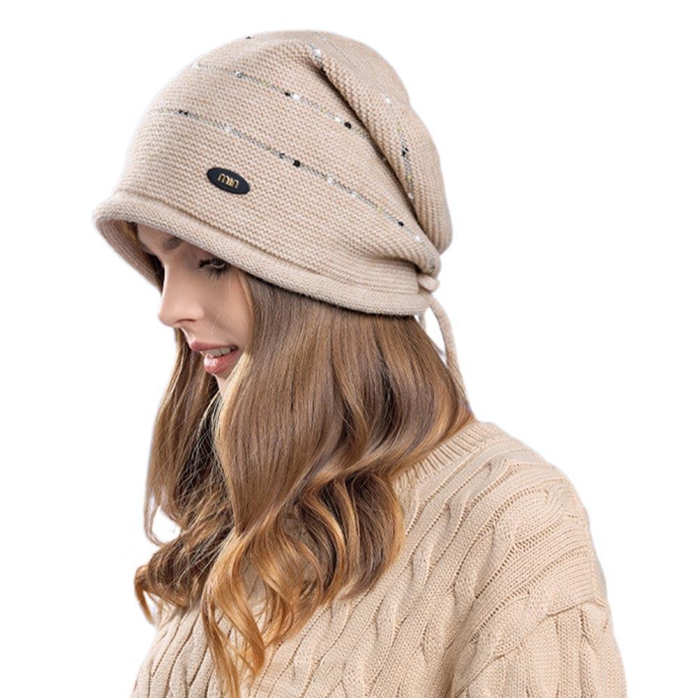 Short Brim Winter Knitted Hat Soft Bonnet Casual Beanies  Outdoor