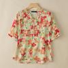 ZANZEA Blusa da Donna Casual con Scollo a V, Stampa Floreale, Vestibilità Larga, Manica a Metà