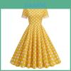 Vestito Vintage a Pois in Tessuto di Cotone per Occasioni Casual Eleganti di Primavera