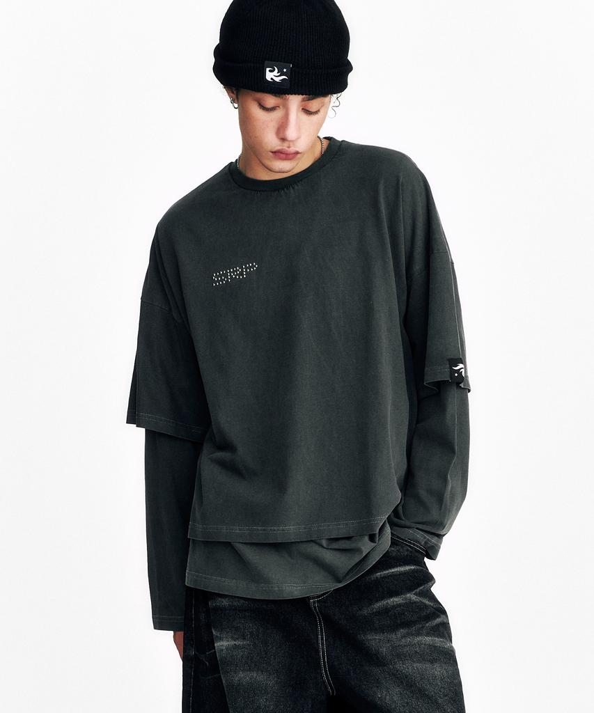 Sseleupe Flame Star Layered Long Sleeve Tee Pigment Charcoal
