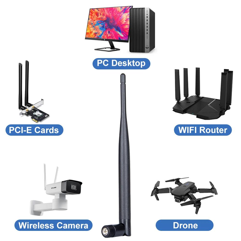 2 peças Antena WiFi Sem Fio 2,4 GHz 6dBi Conector Macho SMA Antena WiFi Para Roteador Placa de Rede Drone Câmera IP Cabo Pigtail