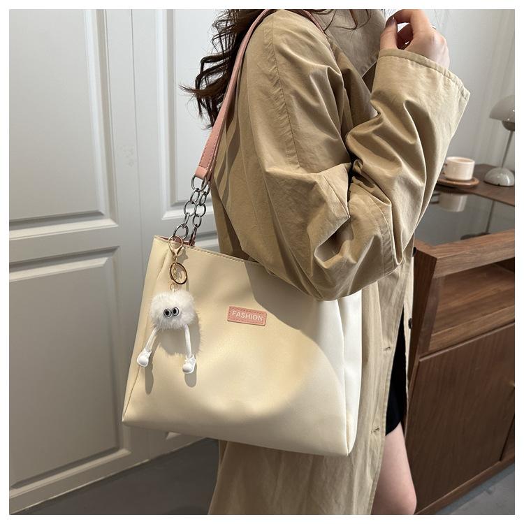 1Pc Trendy Spring New Women's Shoulder Bag, Fashionable, Simple, Versatile Handbag, Water-repellent PU Leather Bag