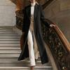 Women's Extra Long Wool Overcoat with Back Slit - Elegant Winter Coat