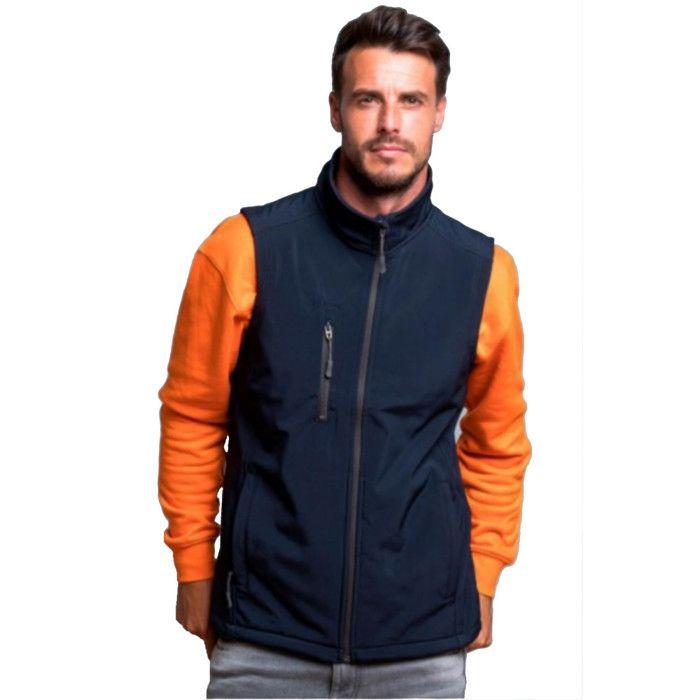 Men's Sleeveless Softshell Zip-Up Jacket - Blue