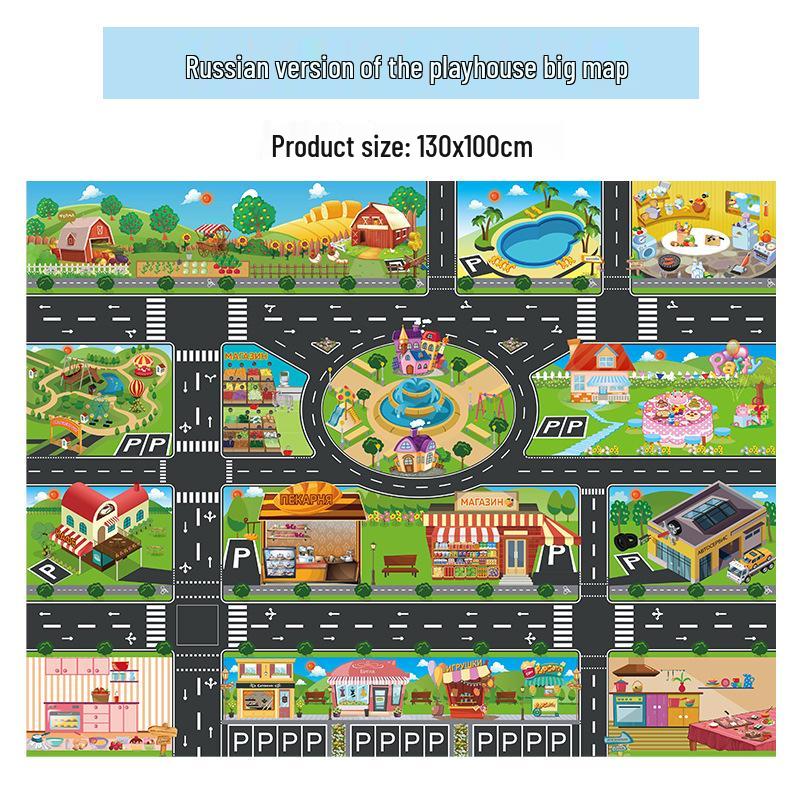 Grenzüberschreitende Kinder-Spielzeug-Parkplatzkarte mit Verkehrsautos - Englische Ausgabe