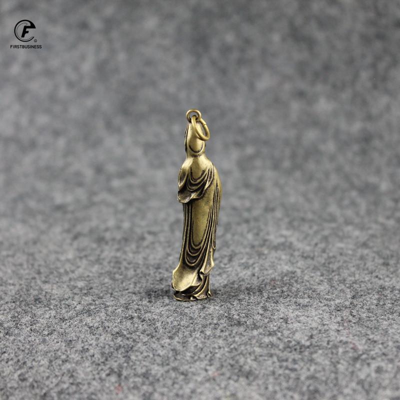 Copper Buddha Statue Hanging Ornament Bless Home Decor for Living Home Lucky Brass Figurine Desk Decoration Keychain Pendant
