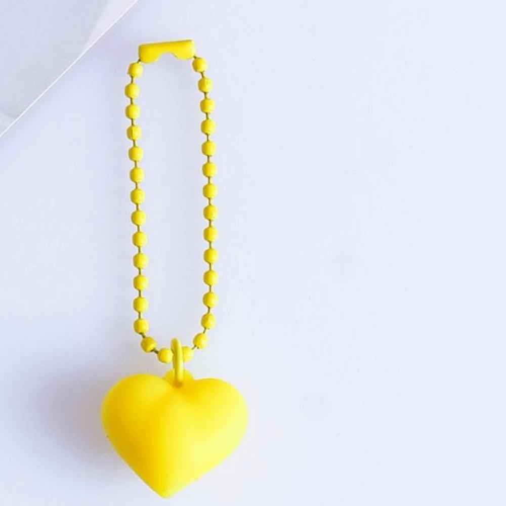 Korean Colorful Heart Keychain Kawaii Candy Color Heart Pendant Silicone Heart Keyring Bag Hanging