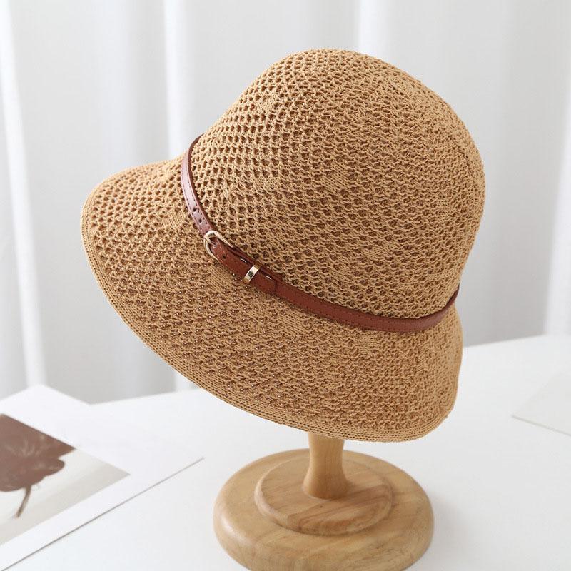 

WTEMPO 1 шт. складные сетчатые шапки весна-лето женские дышащие ажурные солнцезащитные шляпы легкие шапки с регулируемым поясом аксессуары для женской одежды 1pc хаки