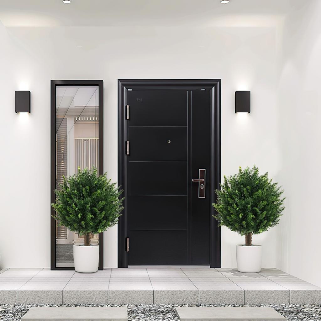 Artificial  Topiary Outdoor Plants With Spike, 2 Pack Faux Cedar Bushes UV Resistant Fake Shrubs For Front Porch Décor