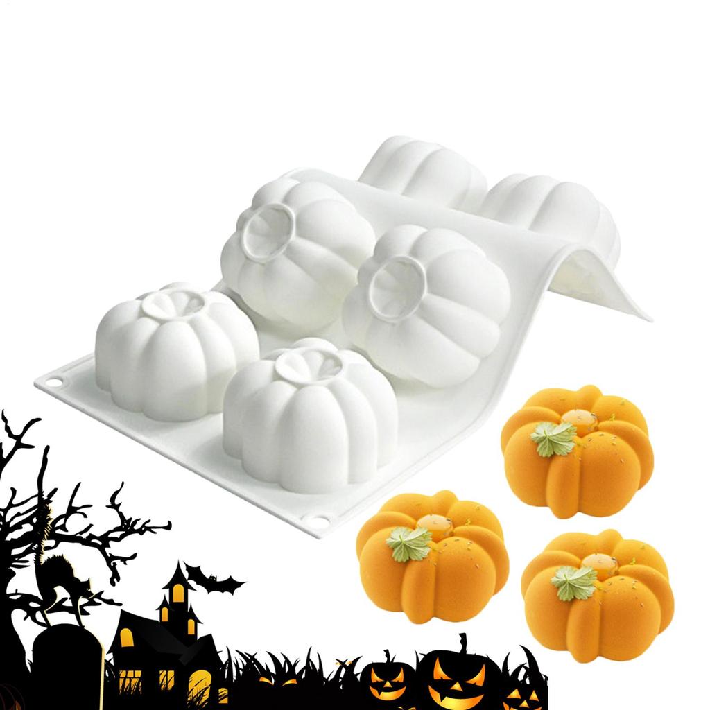 Halloween Pumpkin Silicone Mold 6-Cavity Non-Stick Pumpkin Cake Mould For Baking Chocolate Cupcake Jelly Dessert Treats Cake