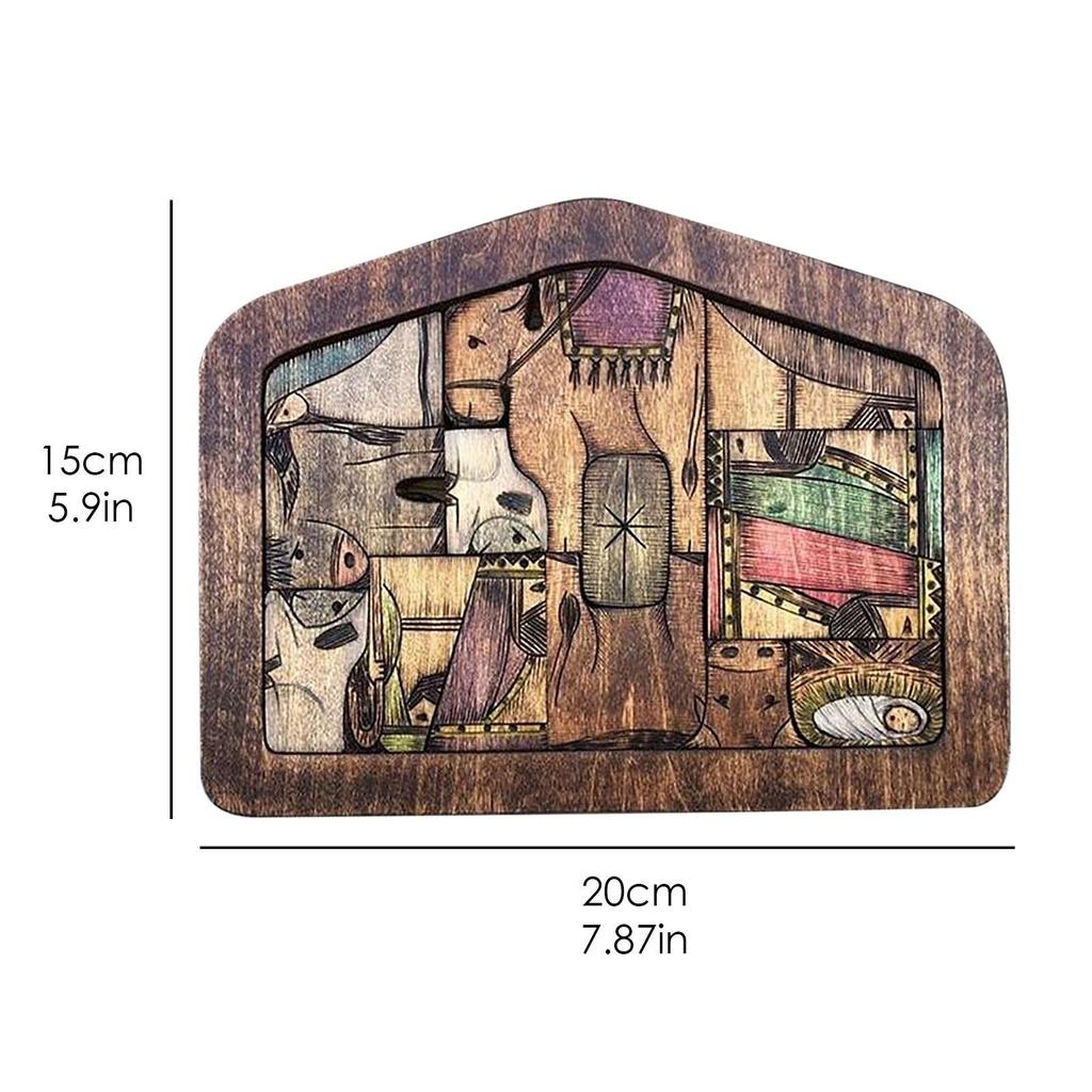 Wooden Jesus Puzzles Nativity Set Table Decor Ornament Nativity Puzzle Wood-fired Water Color Design Jigsaw Puzzle Decoration