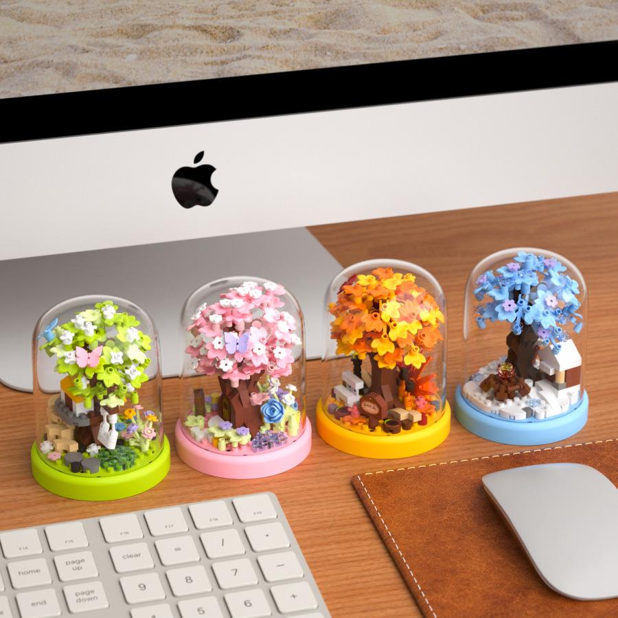 Four Seasons Cherry Blossom Treehouse Building Blocks Compatible with LEGO - Valentine's Day Creative Gift.