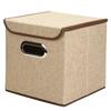Square Folding Cotton Linen Clothing Storage Box Large Wardrobe Rectangle  Bin Organizer with Cover Portable Container
