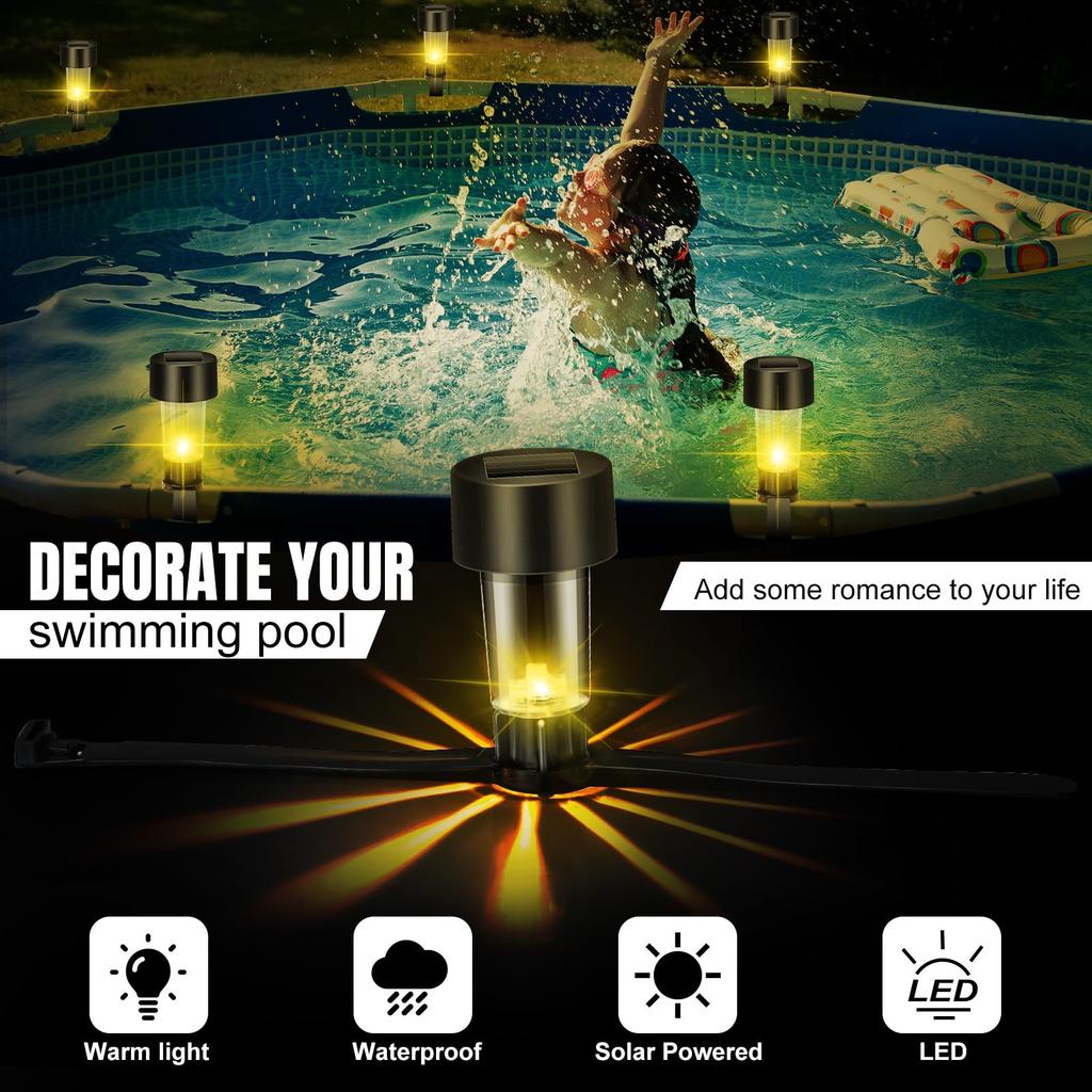 6PCs Swimming Pool Solar Lamps, Outdoor Waterproof Led Solar Lamps, Swimming Pool Fence Decoration, Swimming Pool Accessories